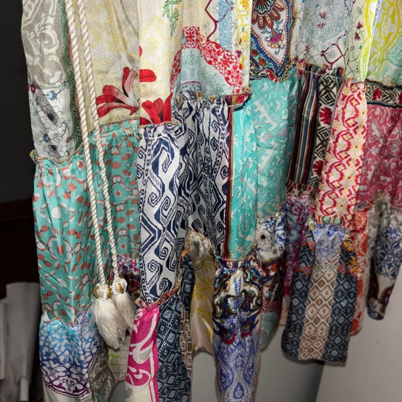 Johnny Was New Medium Gigi Patchwork Dress $398 Patchwork Bohemian Bell Sleeve - Picture 16 of 16